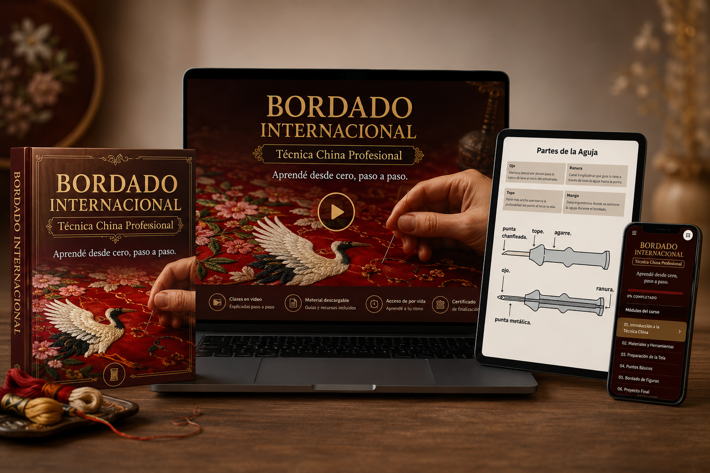 Bordado Internacional: Técnica China | Formación paso a paso + Bonos Exclusivos 🎁